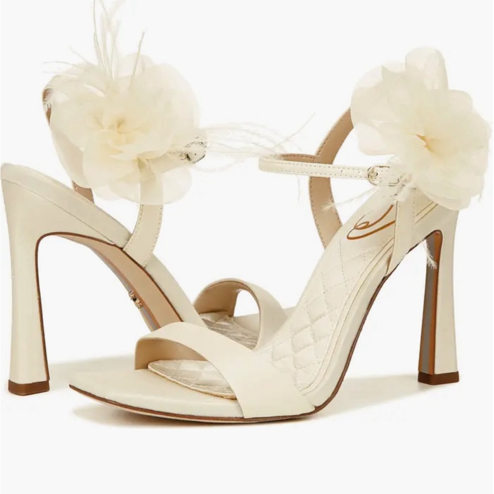 Sam Edelman Leana Ivory Heels with Floral Embellishment